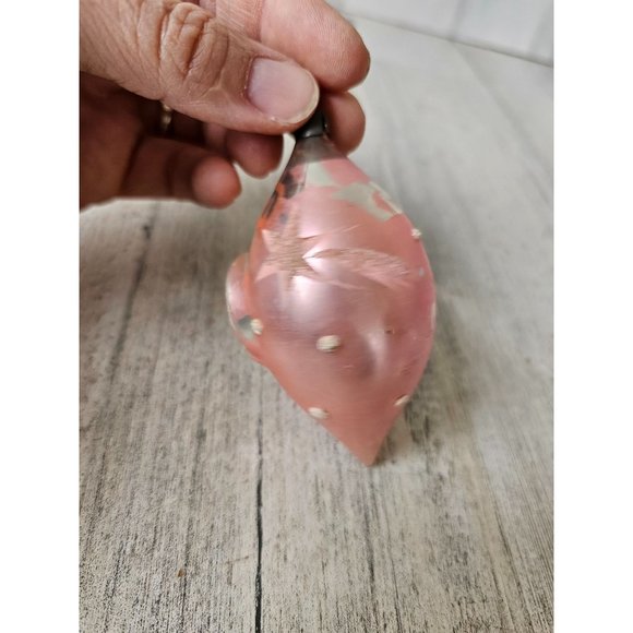Vintage pink indent reflector shooting star glass ornament Xmas tree - Picture 2 of 8